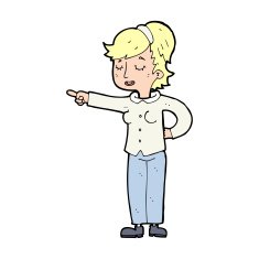 cartoon friendly woman pointing N15