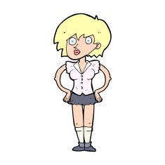 cartoon surprised woman with hands on hips N15