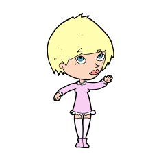 Cartoon Woman Waving N499
