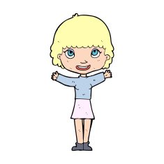 Cartoon Woman Waving N500