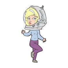 cartoon woman wearing space helmet N29