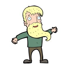 cartoon man with beard waving N14