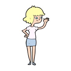 cartoon friendly girl waving N13
