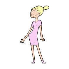 cartoon woman in dress N60
