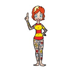 cartoon woman covered in tattoos N15