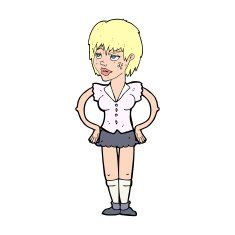 cartoon tough woman with hands on hips N15