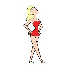 cartoon woman in party dress N13