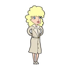 cartoon woman in trench coat N41