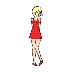 cartoon pretty woman in dress N73
