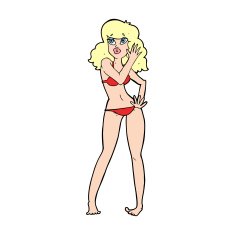 cartoon pretty woman in bikini N14