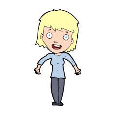 cartoon woman shrugging shoulders N712