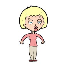 cartoon woman shrugging shoulders N713
