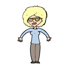 cartoon woman shrugging shoulders N714
