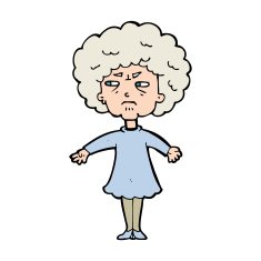 cartoon bitter old woman N27