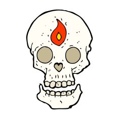 cartoon mystic skull N19