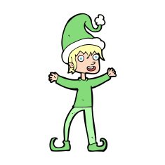 cartoon excited christmas elf N15