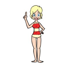 cartoon woman in striped swimsuit N14