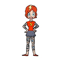 cartoon woman with heavy tattoos N15