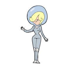 cartoon space woman N39