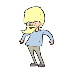 cartoon bearded man shrugging shoulders N11