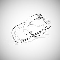 Drawing caps baseball cap lying on the floor upside-down