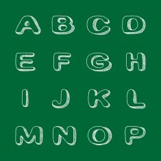 Hand Drawn Alphabet White Part 1 N2