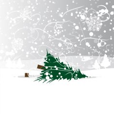Felled tree in forest vector illustration