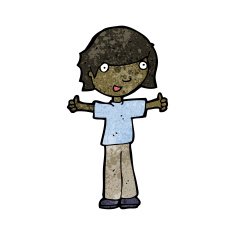 cartoon boy giving thumbs up symbol N21
