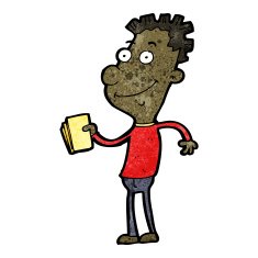 cartoon boy selling tickets N2