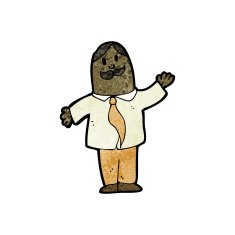 cartoon waving man with mustache N18