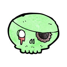 cartoon spooky pirate skull N6