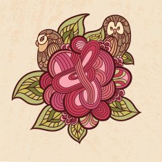 Abstract Doodle With Owls