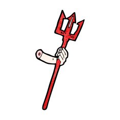 cartoon arm holding devil fork N2
