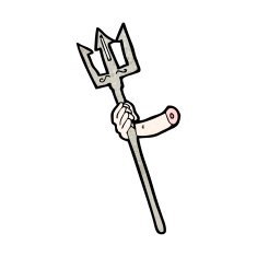 cartoon arm holding trident N3