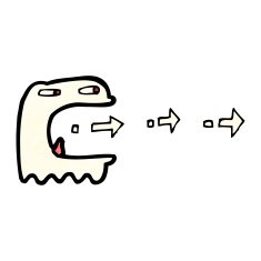 cartoon ghost with arrows N2