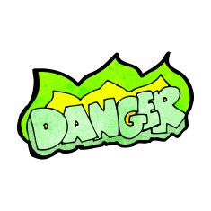 burning green danger sign cartoon N2