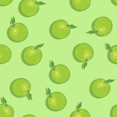 vector seamless pattern of apples on green background