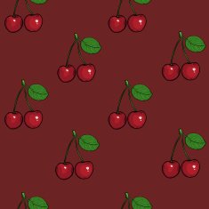 vector seamless pattern of cherry on dark red background