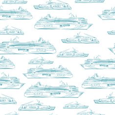 Seamless sea hand drawn pattern with ships N2
