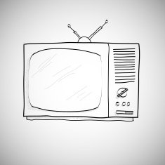 hand drawn retro TV vector