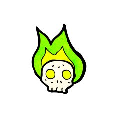 flaming spooky skull cartoon N4