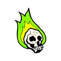 flaming spooky skull cartoon N5