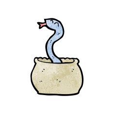 cartoon snake in basket N2
