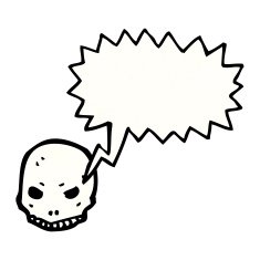 spooky skull symbol with speech bubble N9