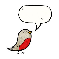 cartoon robin with thought bubble N59
