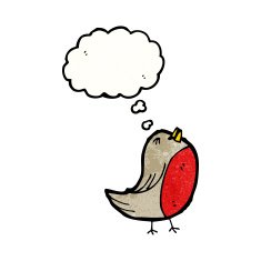 robin with thought bubble cartoon N5
