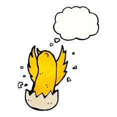 hatching chick with thought bubble N5