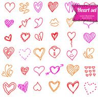 Heart doodle set N2
