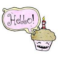cartoon cupcake with speech bubble N35