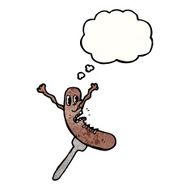 cartoon sausage on fork N17